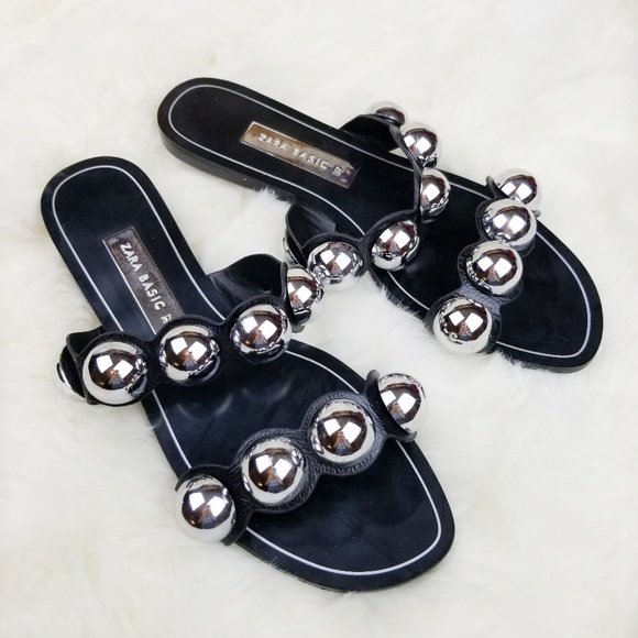 Zara Shoes - Zara Basic|Metal Bauble Black Sandals